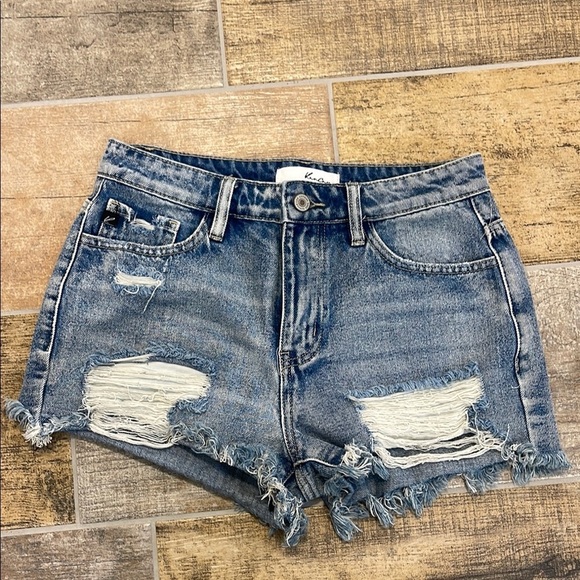 Kancan Women's Distressed Denim Jeans Shorts Blue Ripped Size Small S - Picture 1 of 10